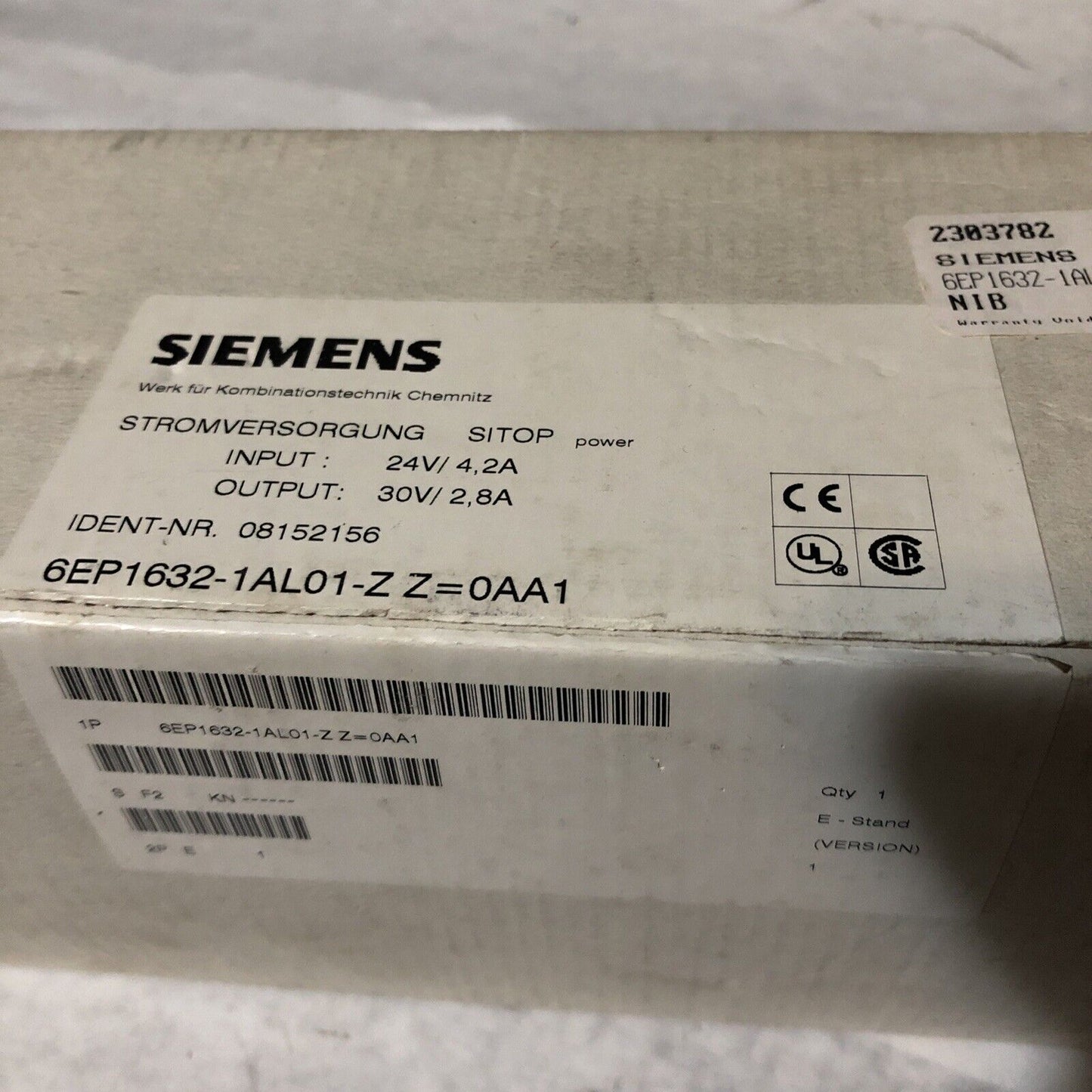 New Siemens Power Supply In-24V/4.2Amp Out-30V/2.8Amp Sitop 6Ep1632-1Al01-Z,By
