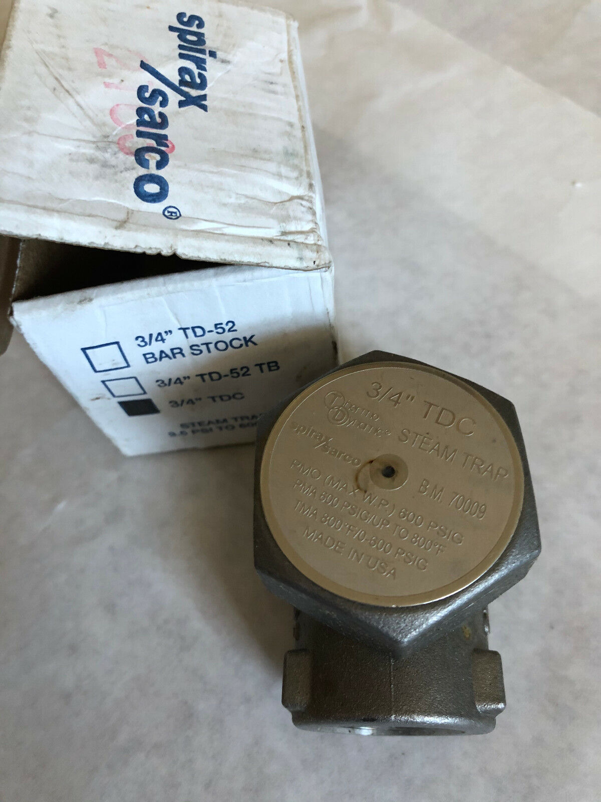 3/4 Npt Spirax Sarco Tdc Thermo-Dynamic Steam Trap,Spirax Sarco B.M. 70009,Fi,Bv