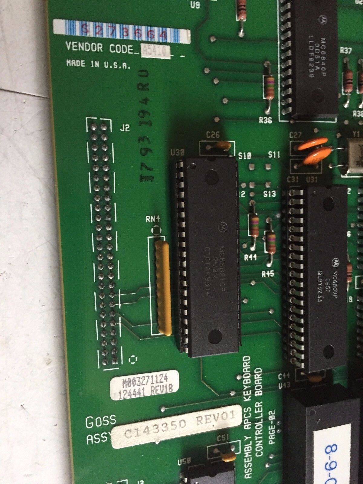 Rockwell E20118-1,A5410,Goss 124441,C143350 Assembly Apcs Keyboard Controller,Cs