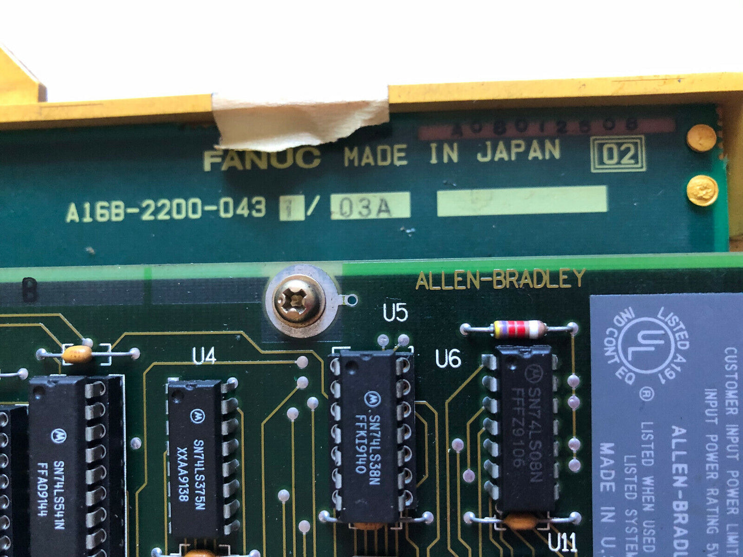 Fanuc A16b-2200-0431/03A Card W/ Allen-Bradley 96635301 Remote I/O,Sj,Fd