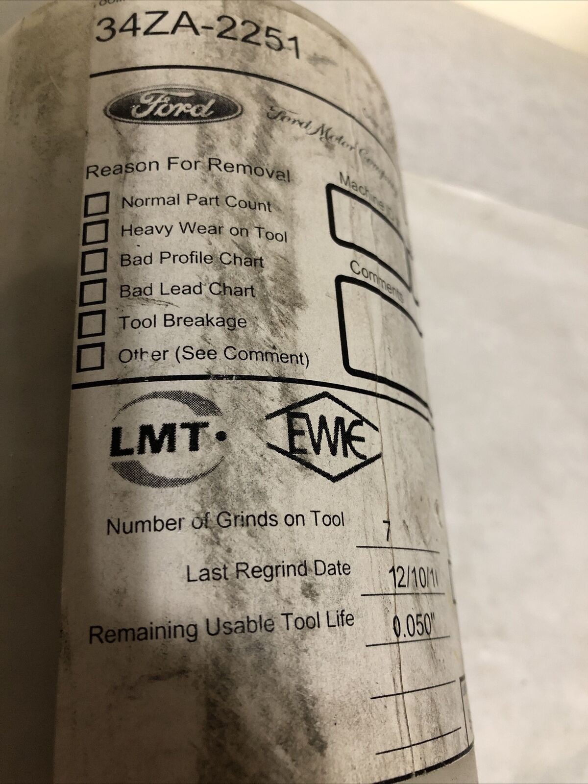 Ford/ Lmt/ Ewie 2.056781Gmod,4Thd-Rh,Ford 34Za-2251,Xs4p-7F342,Reground,Bn