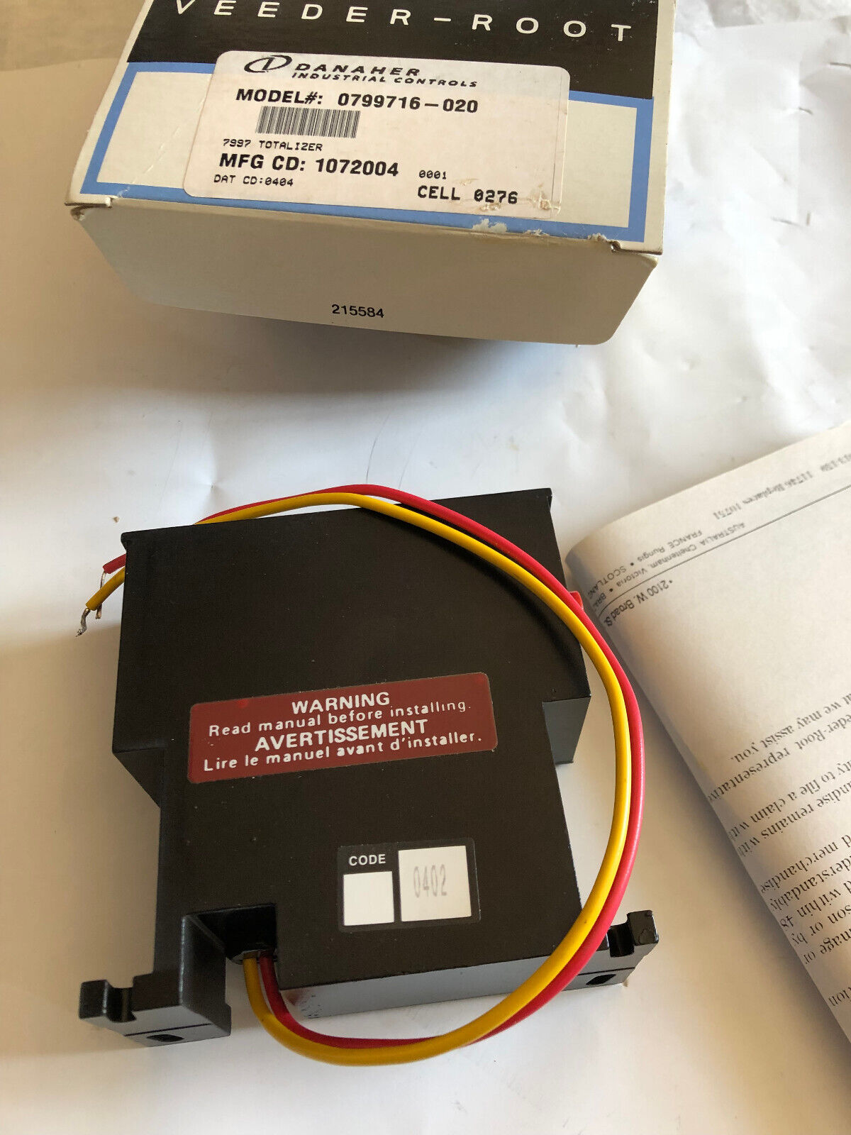 New Dahner Controls Veeder-Root Form 799716-020 Lx Totalizer Lcd Display,Cu