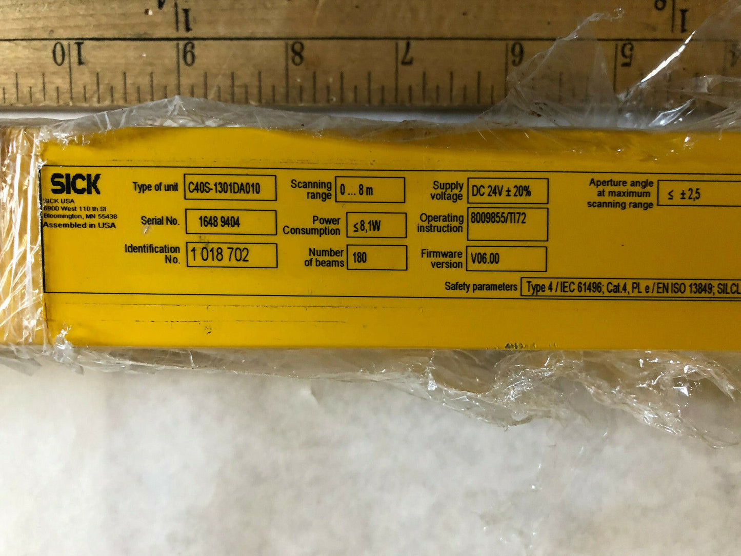 Sick C40s-1301Da010,C4000,Safety Light Curtain,0-8M Scan Range,1350Mm,Rec&Tra,St