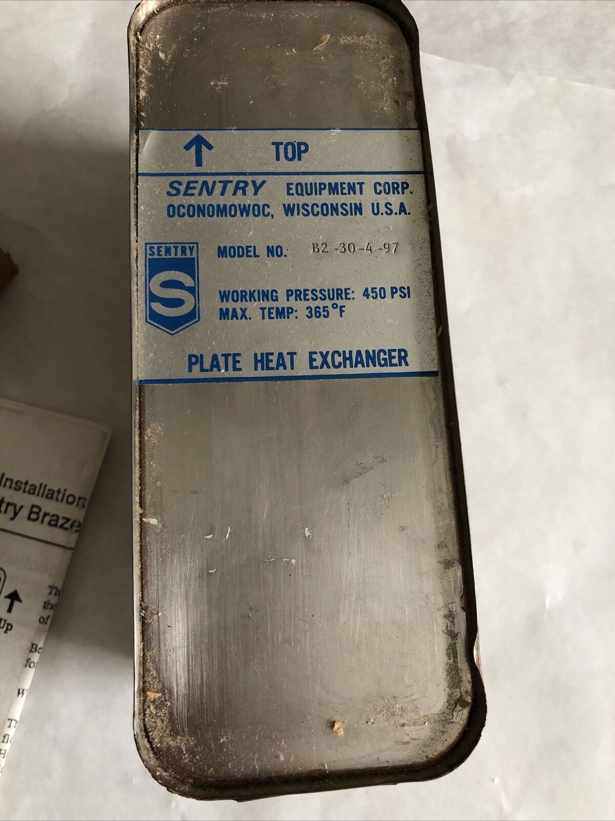 New Sentry B2-30-4-97 Plate Heat Exchange,7-1/4" X 2-3/4",30-Plate,Fi