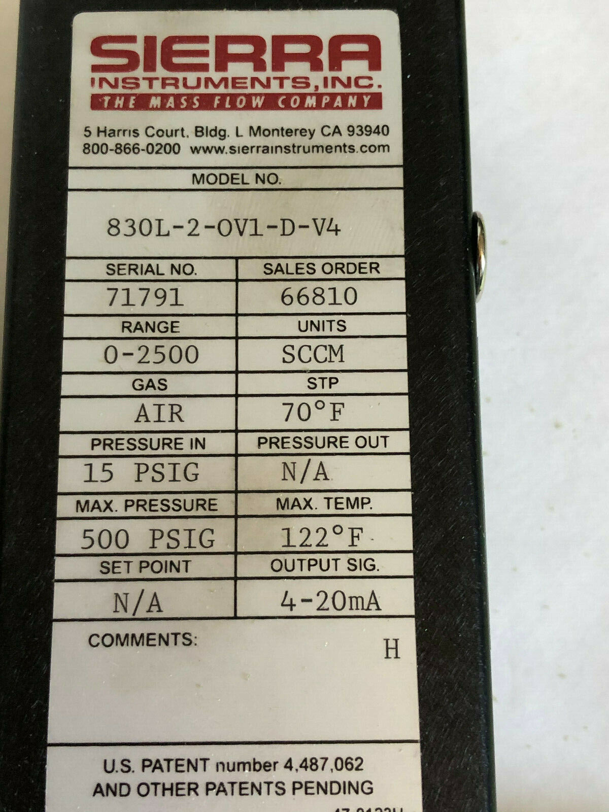New Sierra 830L-2-Ov1-D-V4 Mass Flow Sensor 830L-2-0V1-D-V4,830L-2-0V1-D-V4,Db