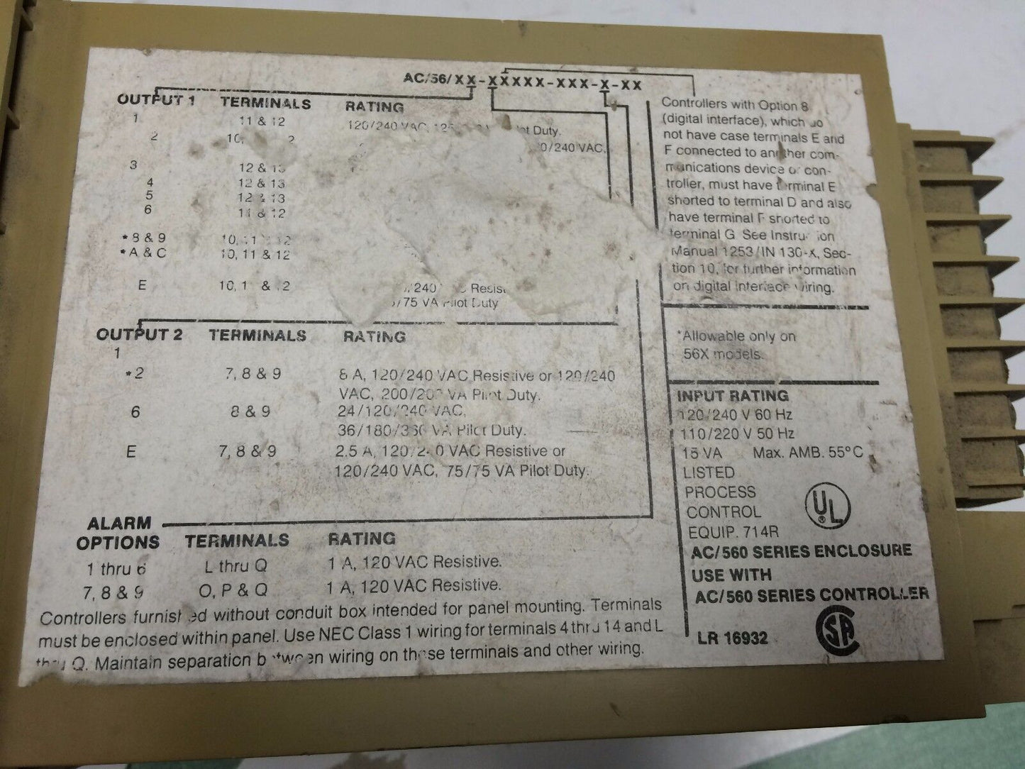 Barber Colman 560,Ac/56/Xx-Xxxxx-Xxx-X-Xx Controller 5653-04815-340-1-1815,Cg