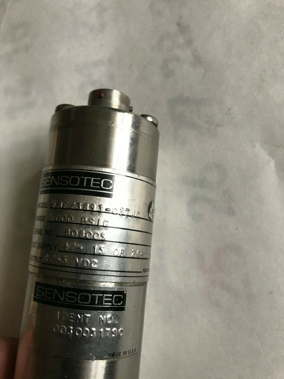 Sensotec Tje/3893-03Tjg Pressure Transducer,Tje/3893-03Tjg,5000Psig 1/4"Npt,Sd