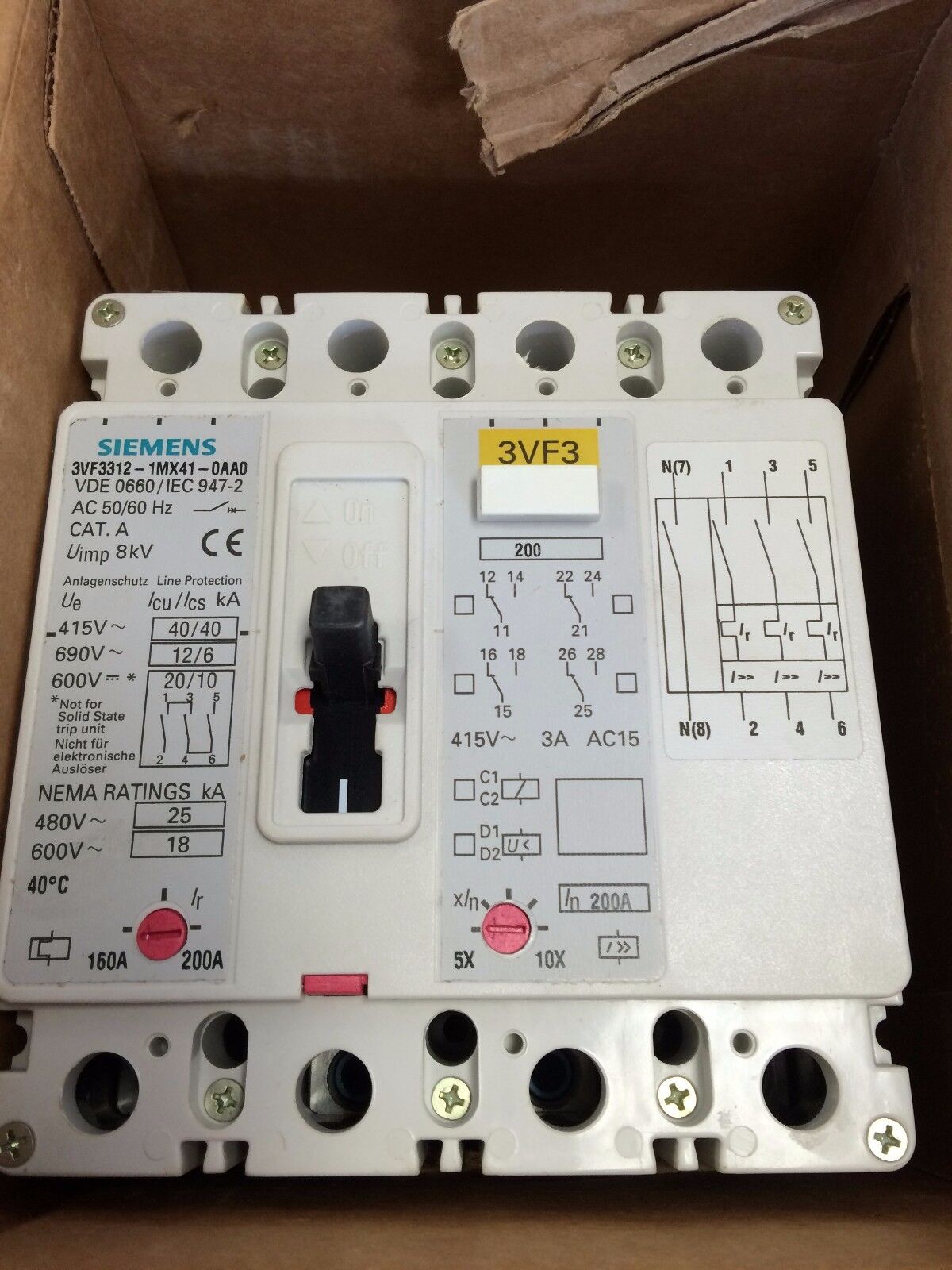 Siemens 3Vf3312-1Mx41-0Aa0,3Vf3 Circuit Breaker 4Pole 25Kv 480V Overvoltage,Cf