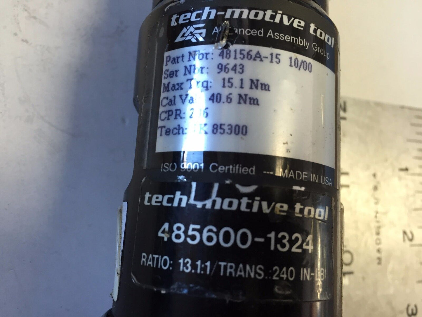 Tech-Motive 48156A-15 3/8" Nut Runner 48156A-15 10/00,485600-1324,Bd