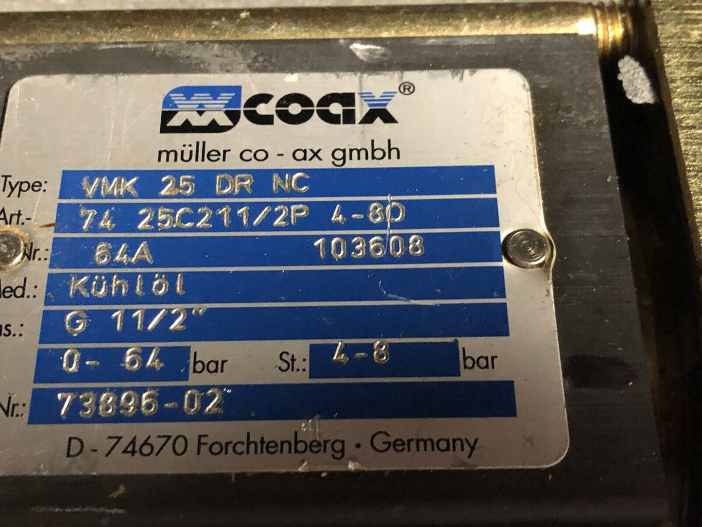 Co-Ax Vmk 25 Dr Nc,74 25C211/2P 4-8O 64A Valve Muh-Zp-D-1-24G 1 1/2" Npt,Ex