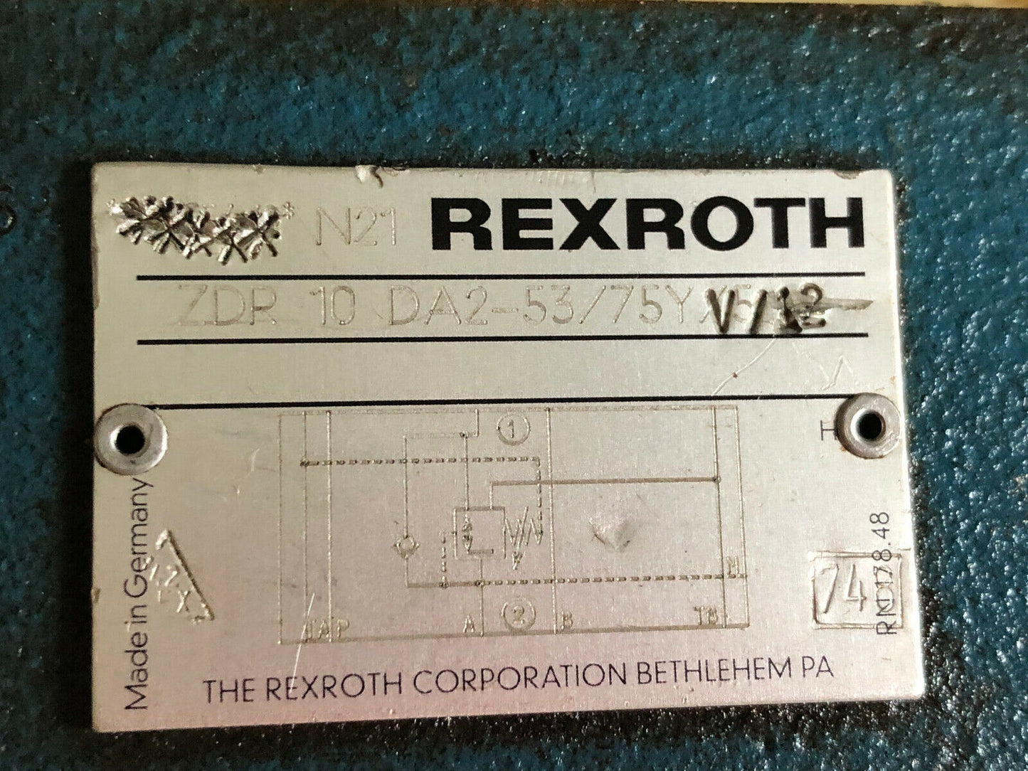 Rexroth Zdr 10 Da2-53/75Y V/12 Hydraulic Pressure Zdr 10 Da2-53/75Y 12 Valve,Sa