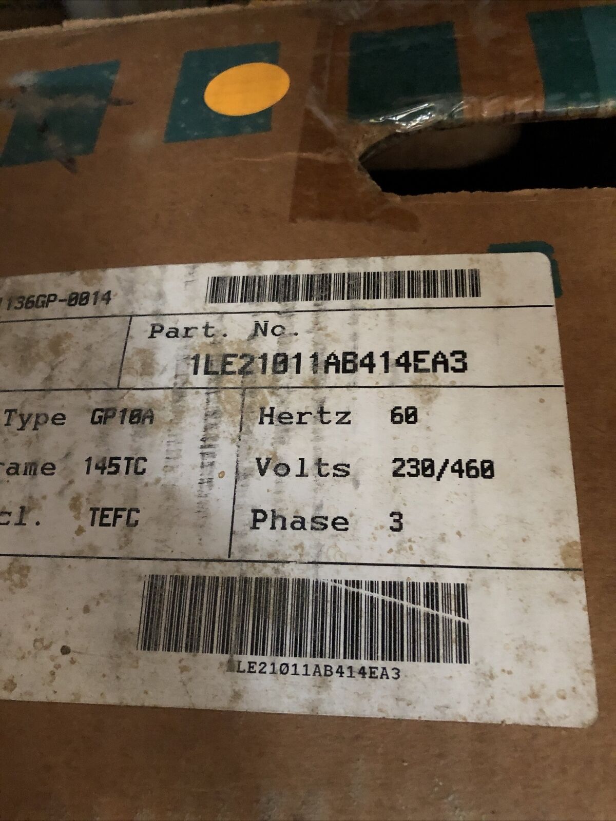 New Siemens 1Le21011ab414ea3 Siemens Building Tech. Motor 2Hp 3Ph Gp10a,Dc