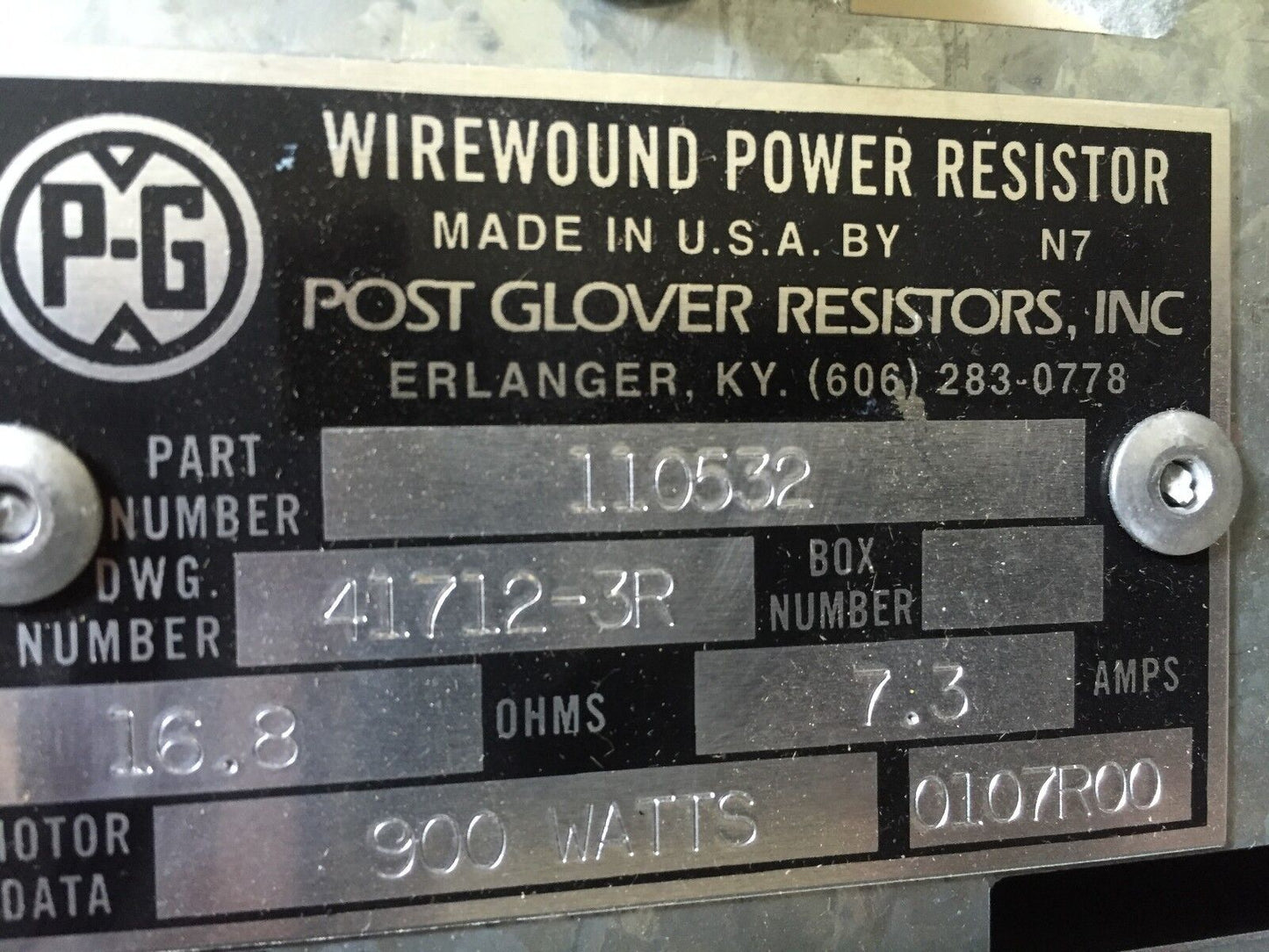 Wirewound 110532,41712-3R Genteq Resistor 5%Duty Cycle 25Hp W/Nema 3R,7.3A,Bb