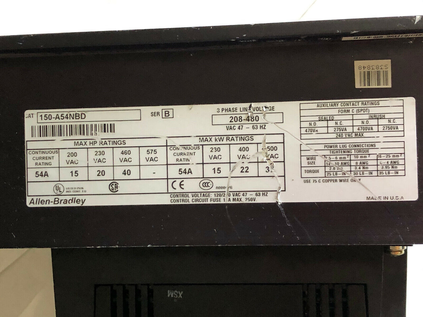 Allen-Bradley 150-A54nbd,Pgca-1A Controller,An
