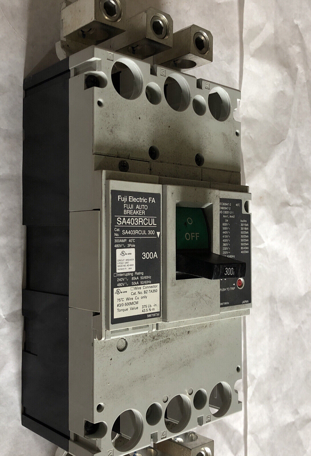 New Fuji Sa403rcul,Bz-Ta350,300A,3-Pole Circuit Fuji Auto Breaker,480V,Bd