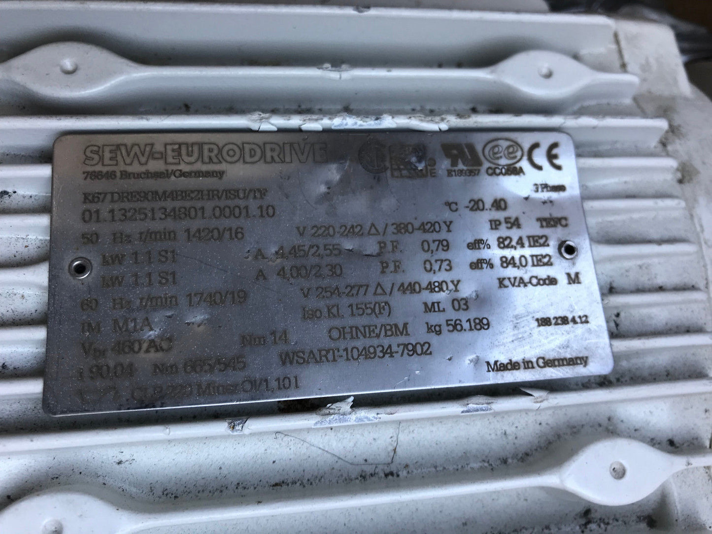Sew Eurodrive K67dre90m4be2hr/Isu/Tf Ac Motor 3Phase 01.1325134801.0001.10,Ar