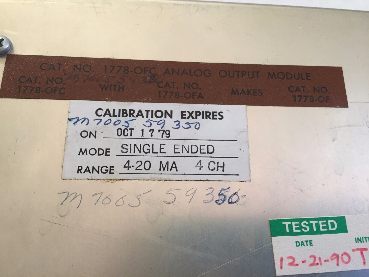 Allen Bradley 1778-Ofc Analog Output,Allen Bradley 1778Of,1778-Ofa,Db