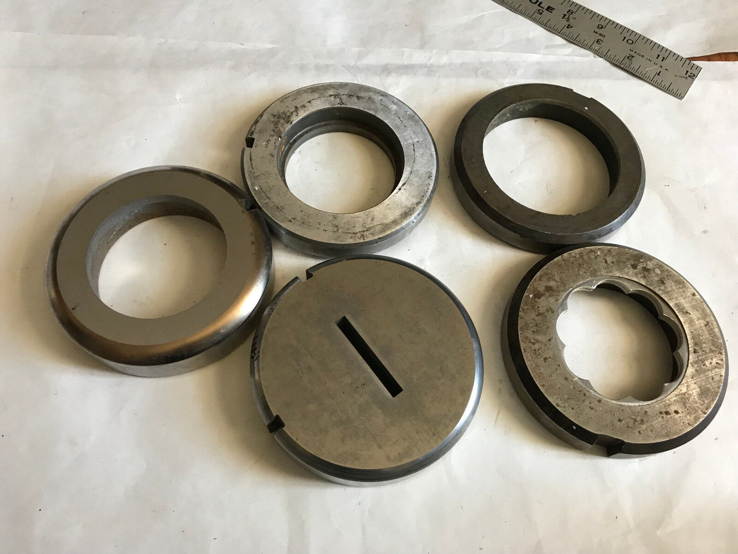 6 Wilson Thick Turret Dies Mixed Lot, Round Square Rectangle,5" Dia,Sc