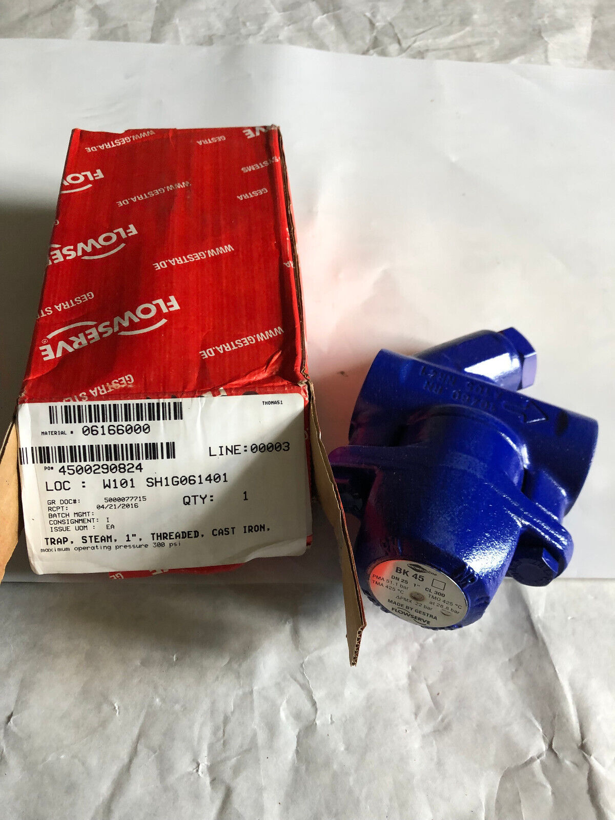 1" Flowserve Bk 45 Dn 25 1" Cl 300 Thermostatic Steam Trap,Gestra 10460 A105,Ao