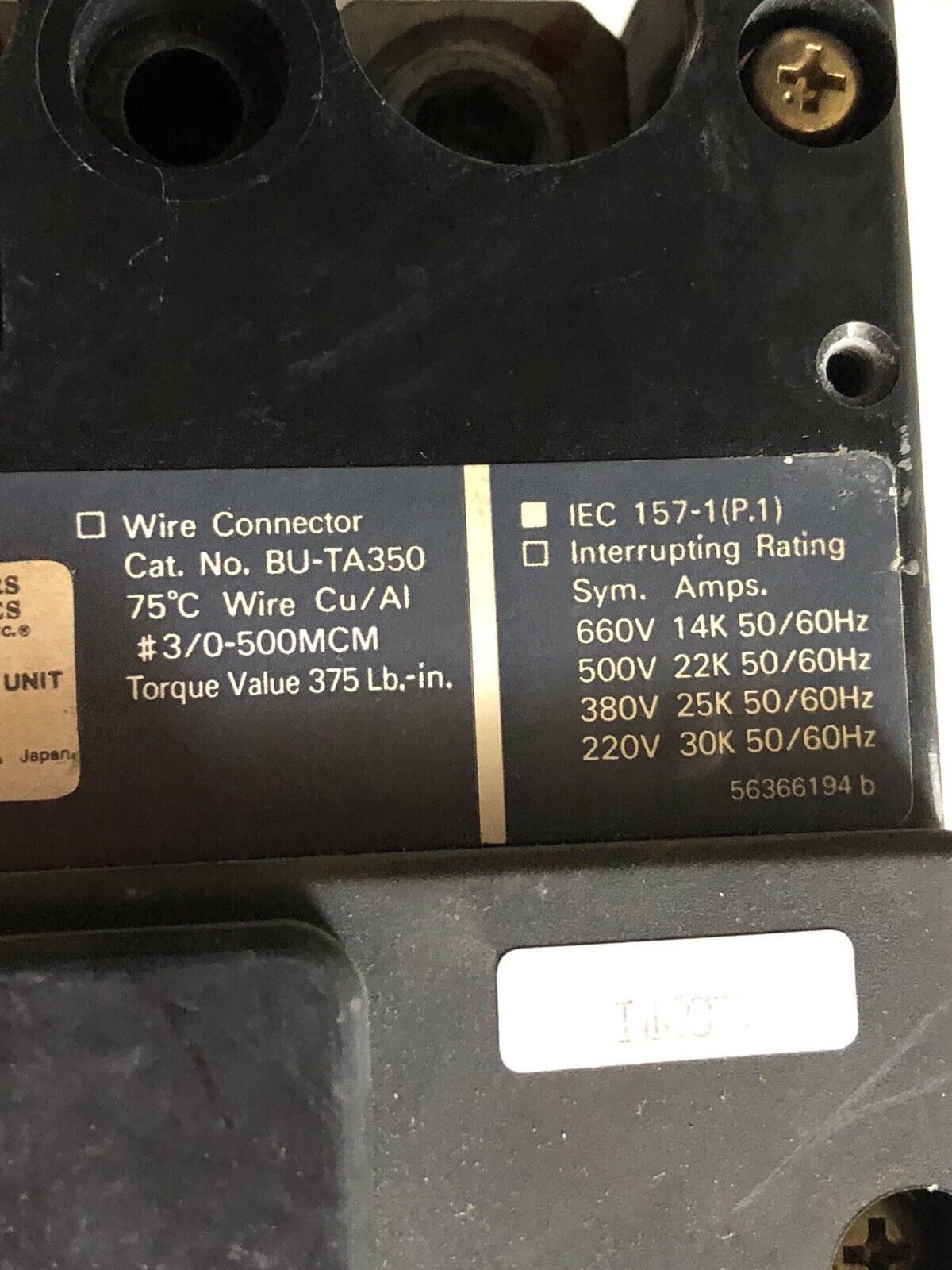 Fuji Bu-Jsa,Fuji Bu-Jsa3225 Circuit Breaker, 225 A, 3-Pole, 480 Vac,Tc