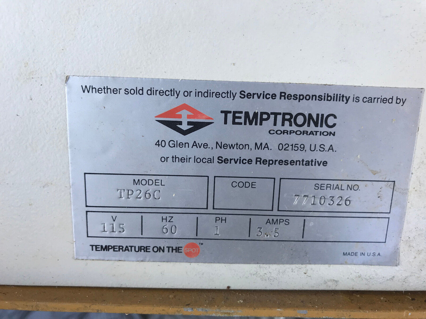 Temptronic Tp26c Thermospot Control Unit, 115Vac, 1-Phase, 3.5A,Ti
