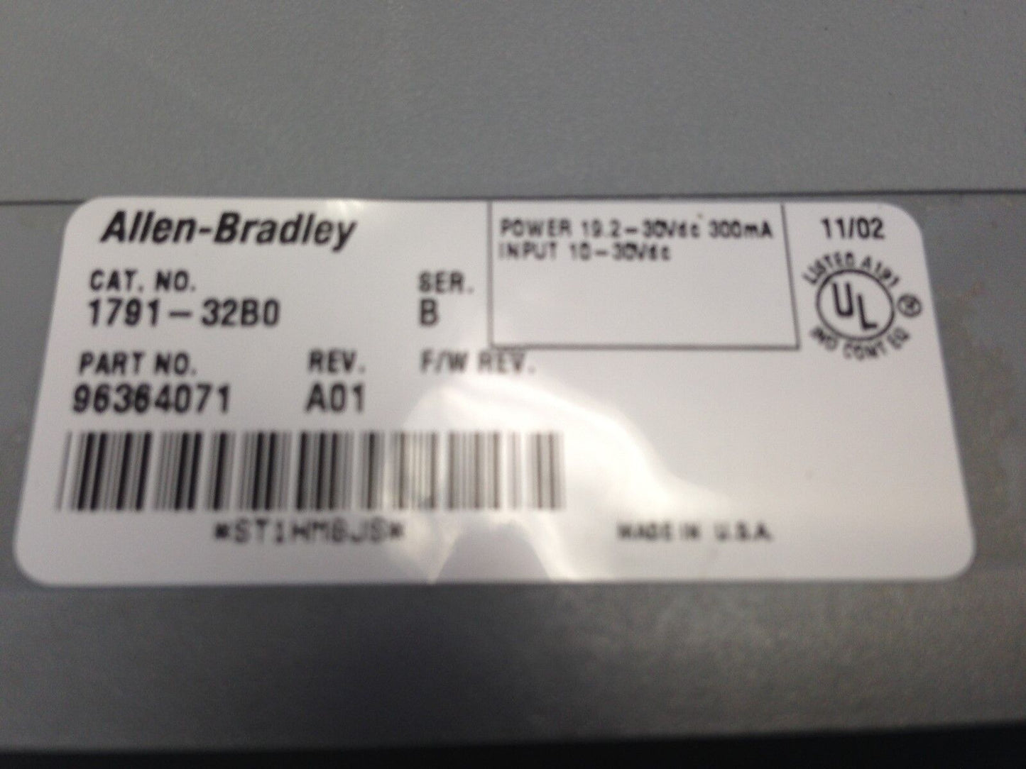 Allen Bradley 1791-32B0,1791-3280 Plc I/O Block, 10-30 Vdc A-B 96364071 A01,Si