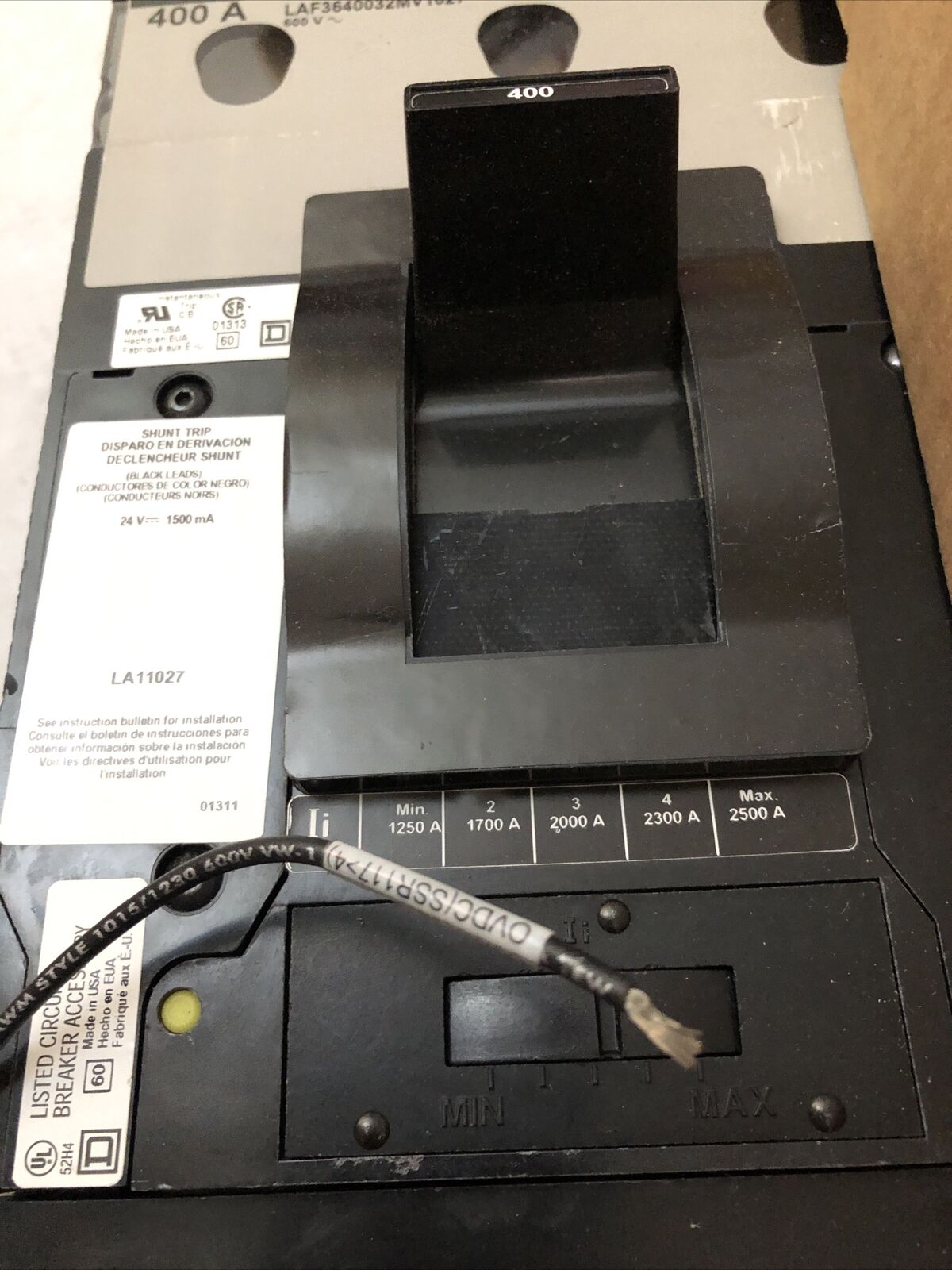 New Square D Laf3640032mv1027 Circuit Breaker 400Amp 600V Molded Case,400A,Cs