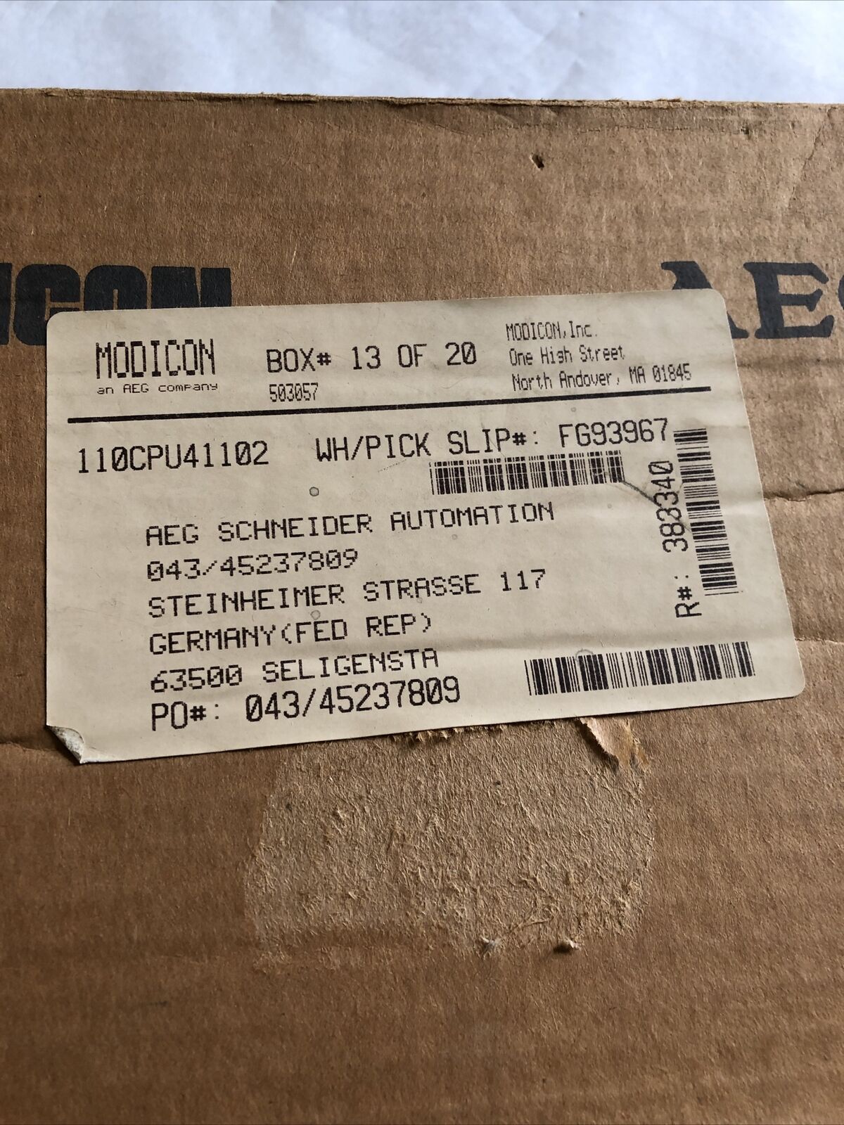 New Modicon 110Cpu41102 Aeg,Cpu Power Supply Ac I/O 230V Micro 110Cpu41102,Td