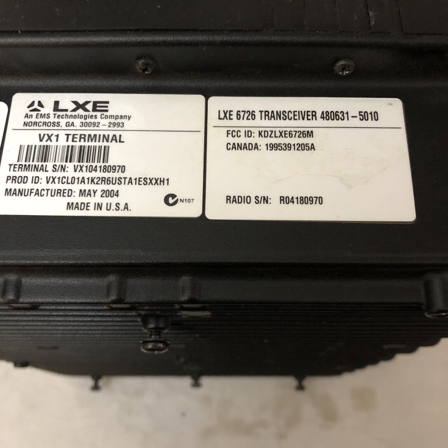 Ems 12- Vx1cl01a1k2r6usta1esxxh1,Vx1,Lxe 6726 Transceiver,Lxe 480631-5010,Cs