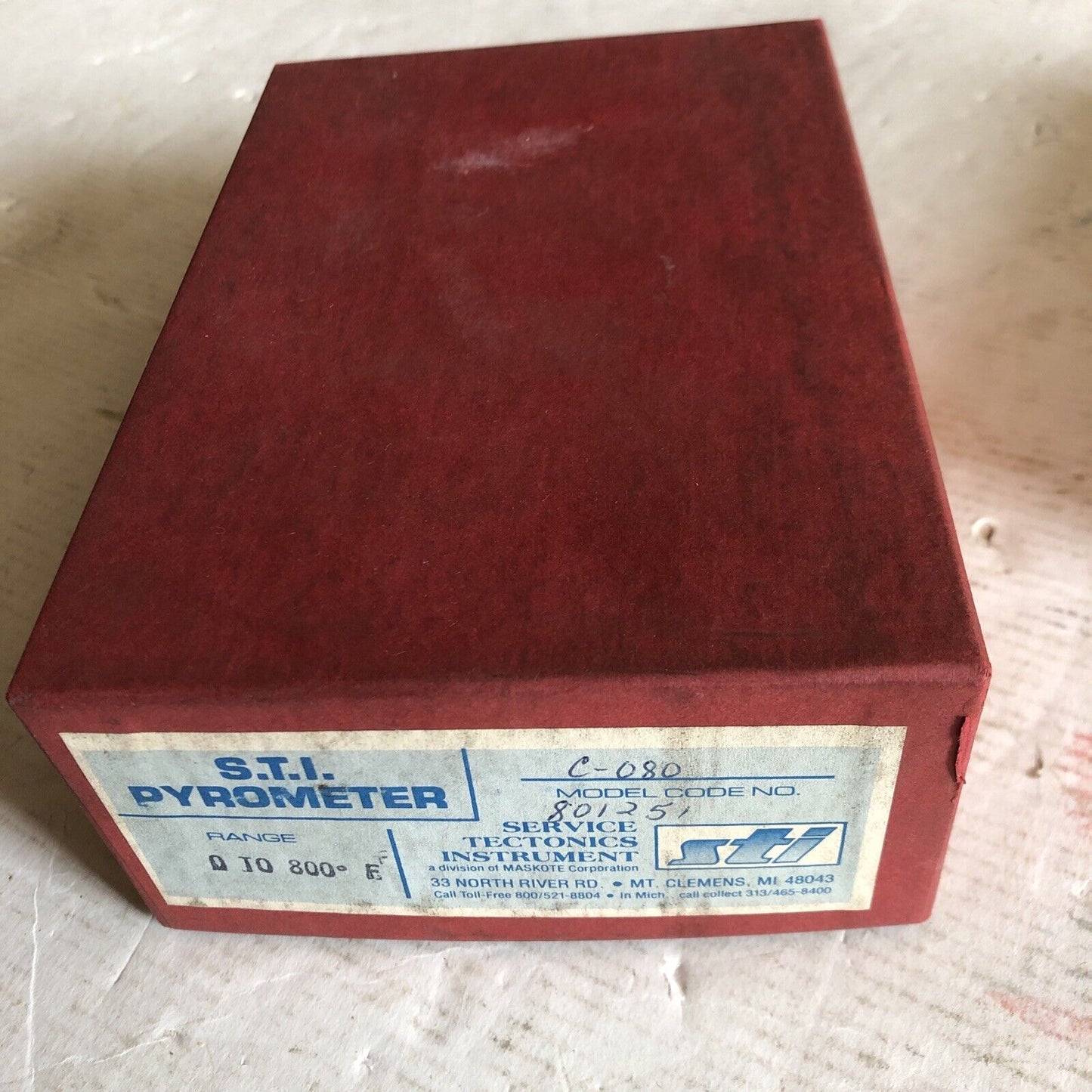 Sti C-080 Pyrometer,Service Tectonics C,0 ~ 800 *F,801245,Sti Model C Gage,Fc