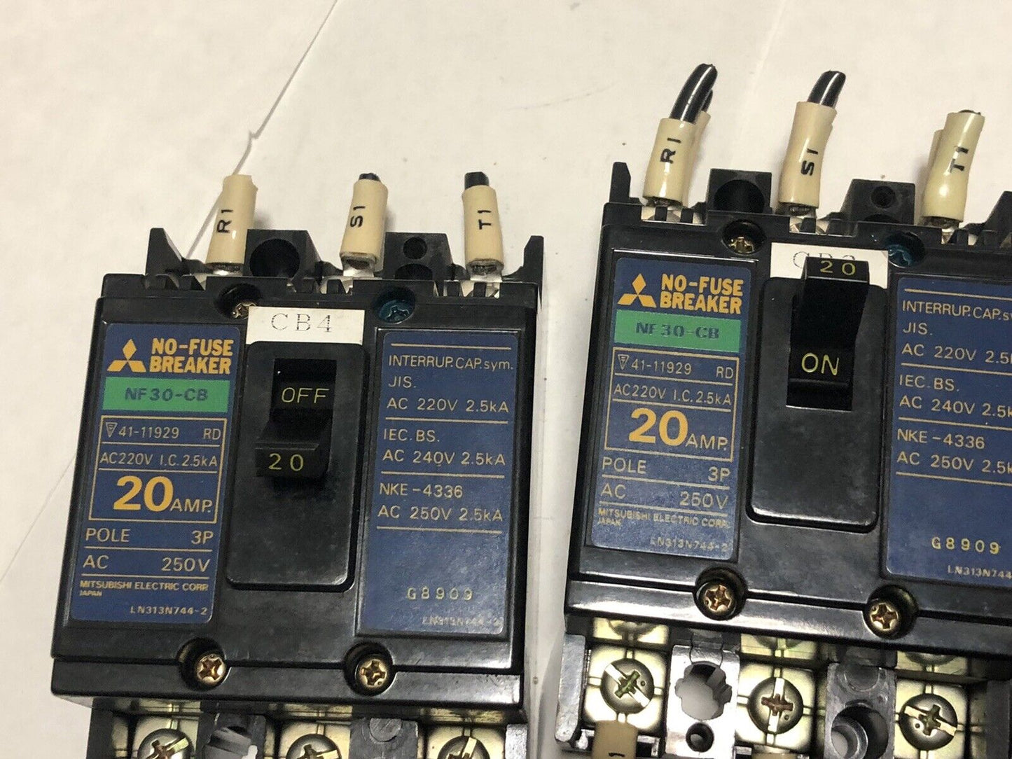 Lot 6 Mitsubishi Electric No-Fuse Breaker Nf30-Cb,Cp-B,20Amp,30 Amp,41-14668,Ek
