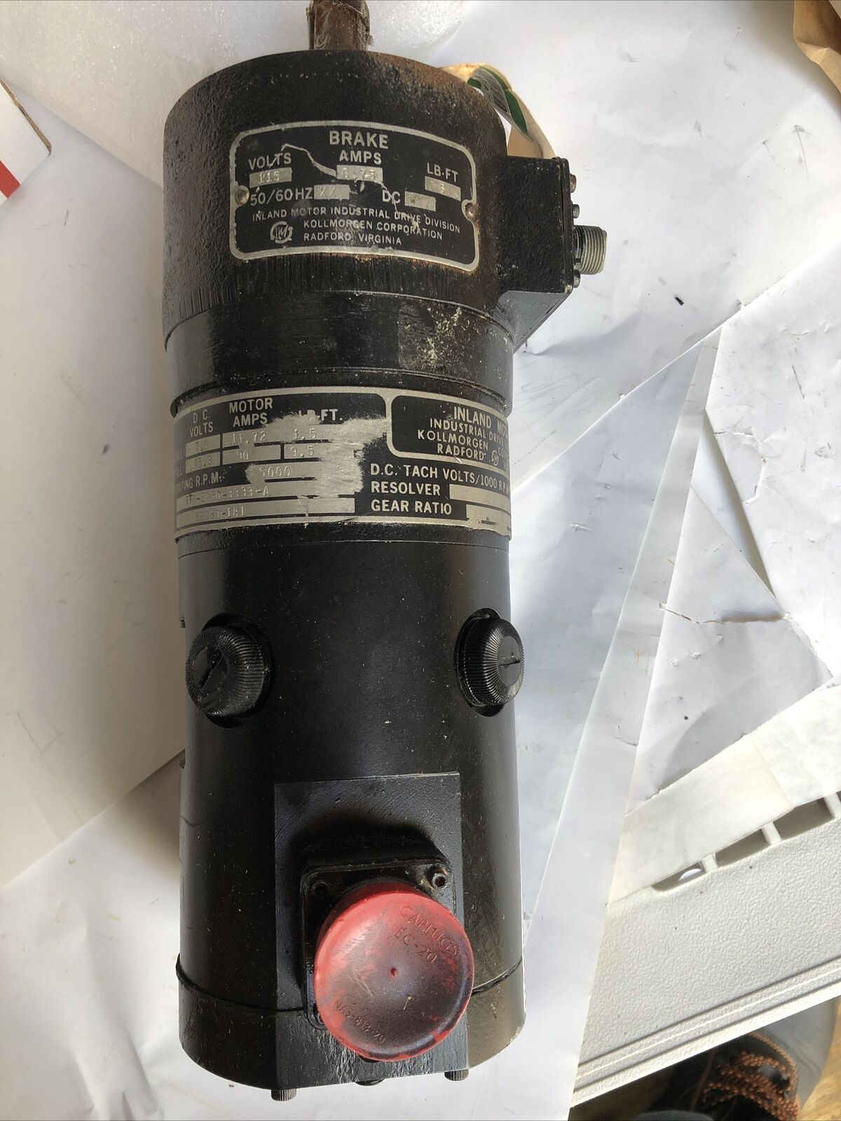 Kollmorgen Brake,Inland Ttb-2950-3333-A Dc Servo Motor,5000 Rpm,115V Brake,Fj