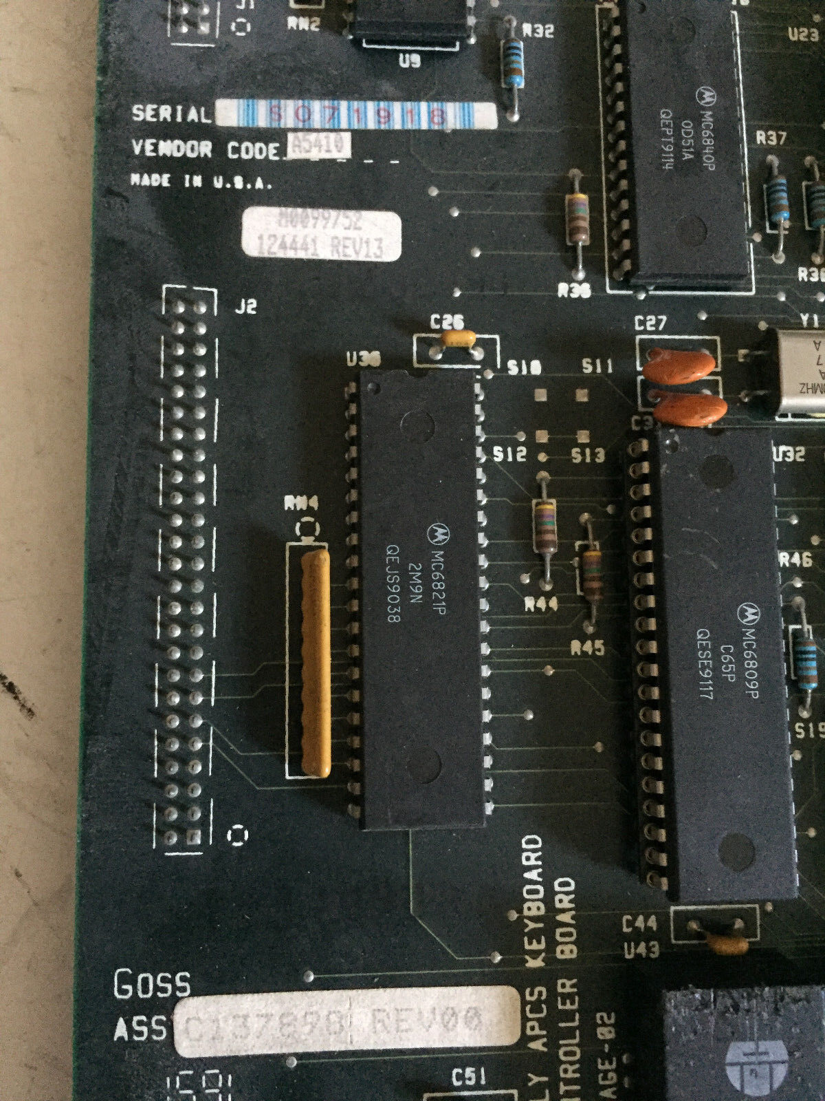 Rockwell C137898 Rev00,Code A5410,124441 Board Keyboard Controller Apcs,Ec