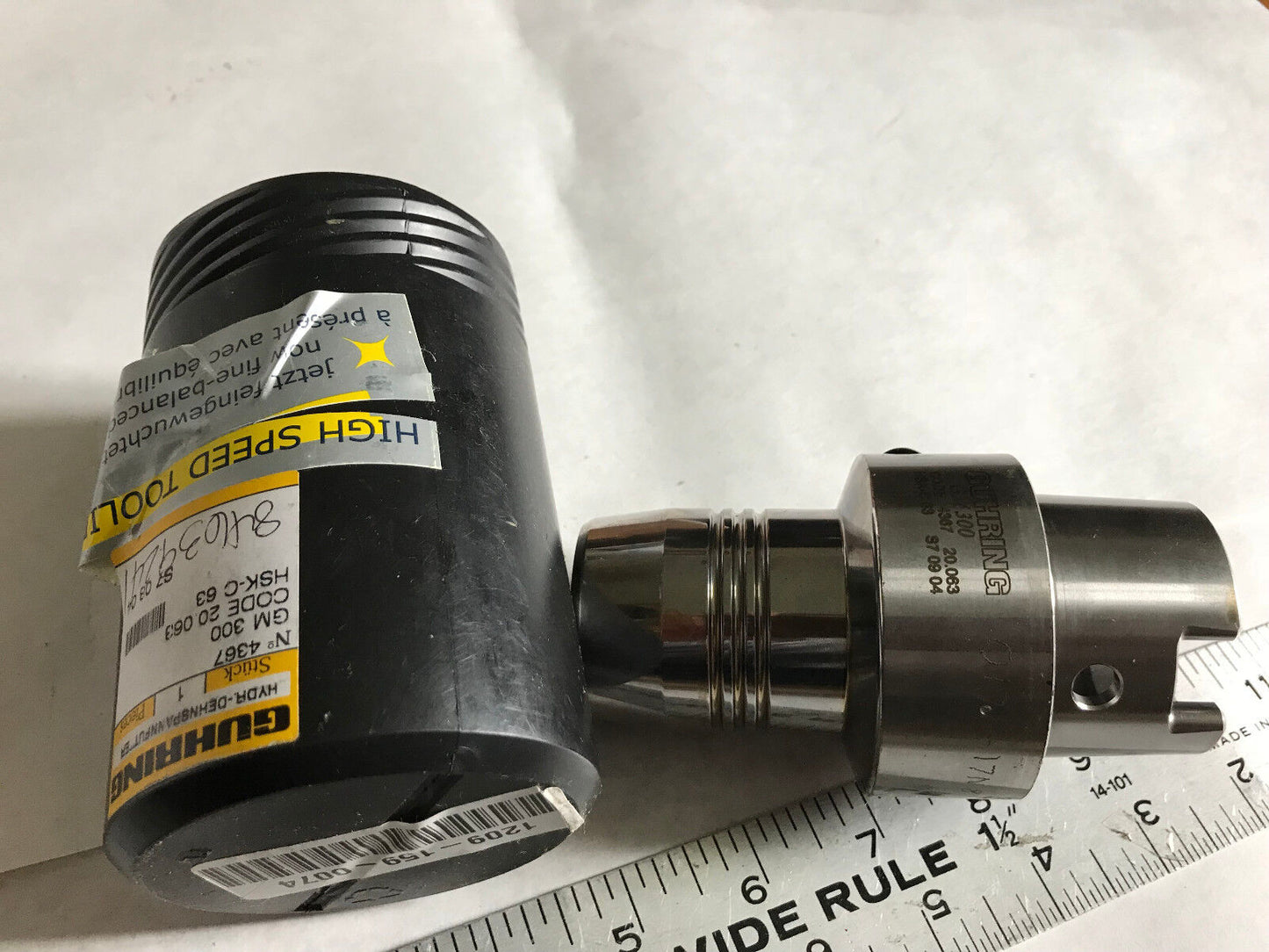 New Guhring 4367 20.063 Gm 300,Hydraulic Chuck,20Mm Capacity,Guhring Hsk-C 63,Tl