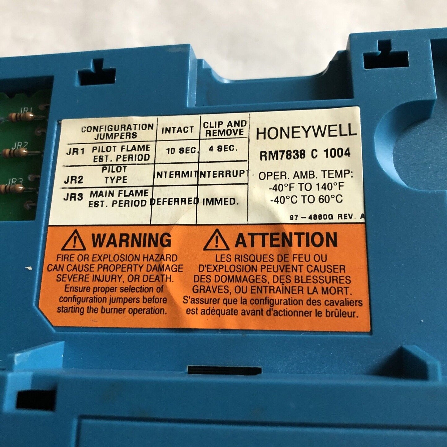 Honeywell Burner Control Rm7838 C 1004,Dynamic Ampli-Check,R7847b1031,Dynamic,Bw