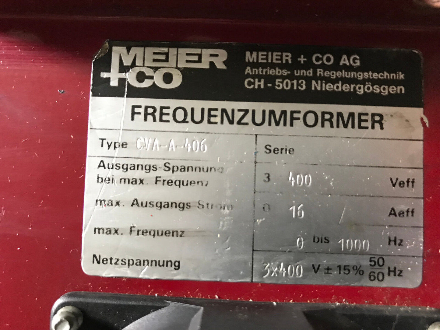 Meier Co Cva-A-406,B1211/C279/S-25.08.94 Servo Drive Sinus 3-Plus Serie Cva,Sj