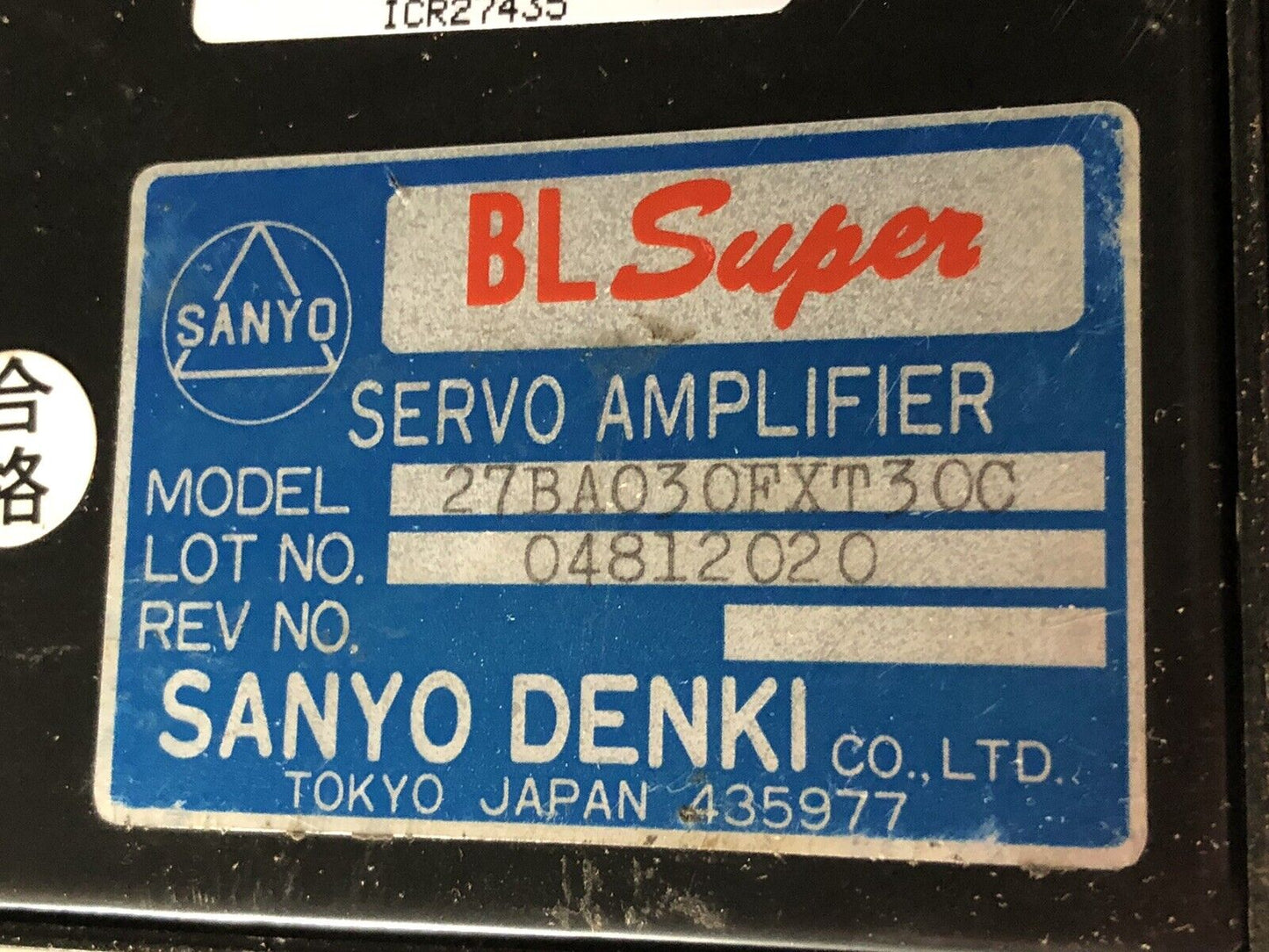 Kawasaki Sanyo Denki 27Ba030fxt30c Servo Amplifier, A030 065B ,Bl Super,Bu