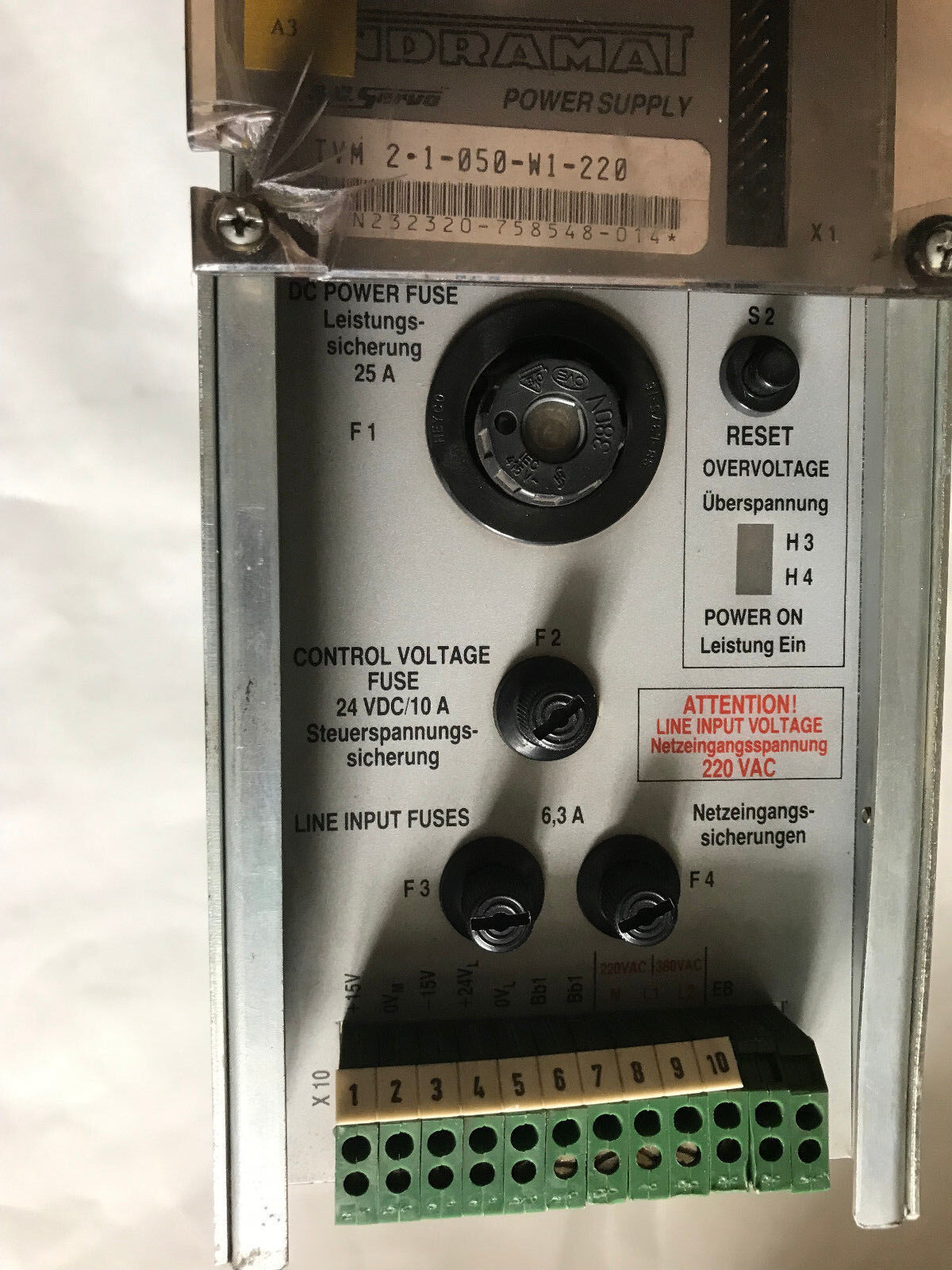 Indramat Tvm 2.1-050-W1-220 Bosch Power Tvm2.1-50-220/300-W1/220/380,Sr