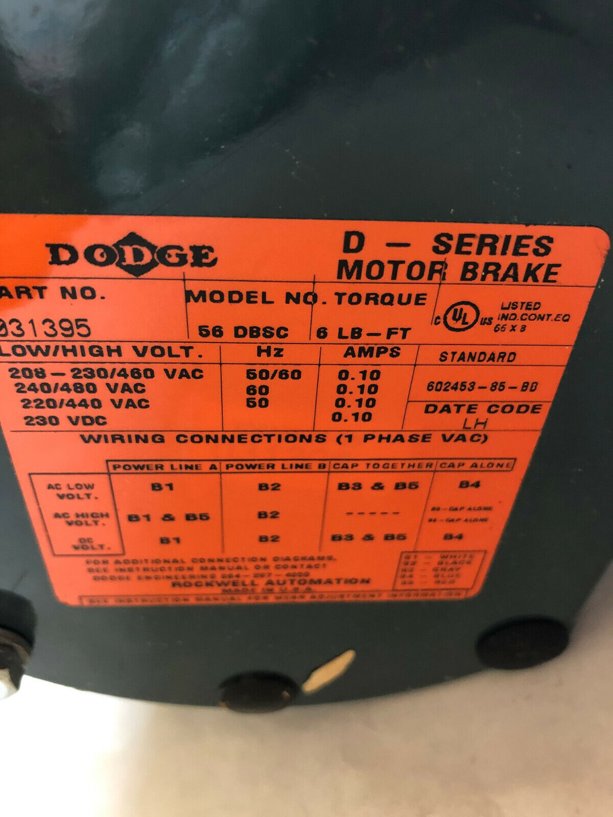 New Allen-Bradley Enp56x7201g-Dj,1725 Rpm,3/4Hp Inverter Duty Motor Unit,Fe