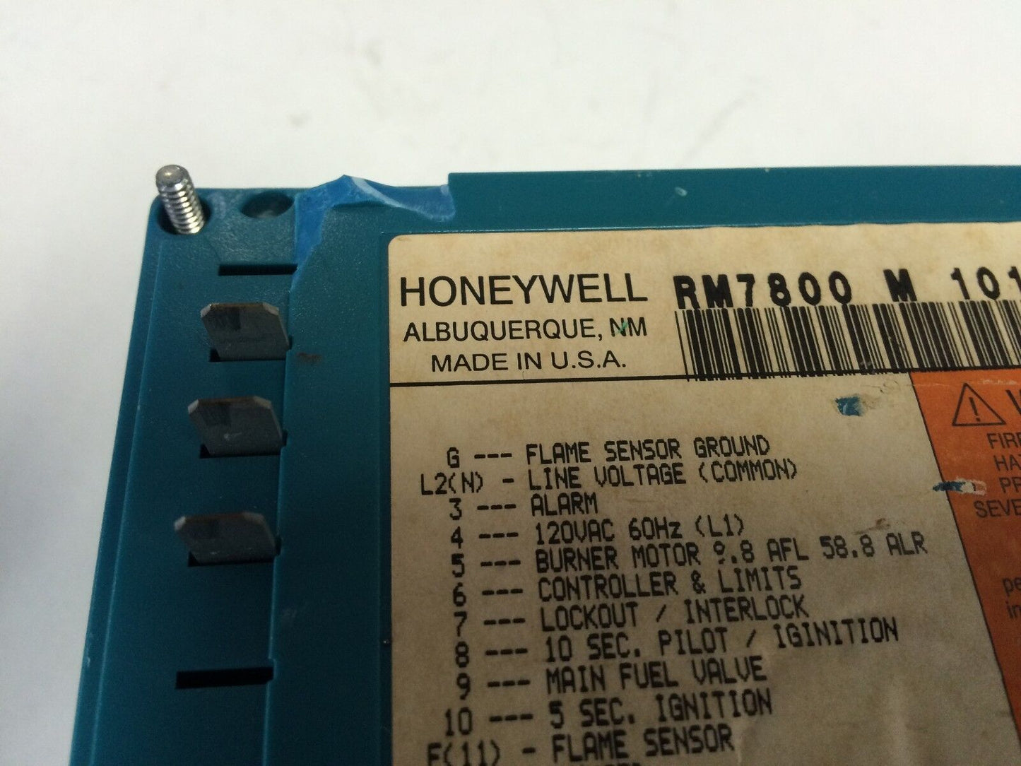 Honeywell Rm7800m1011,Burner Control Rm7800 M 1011 (See Pic &Description ),Bw,Ew