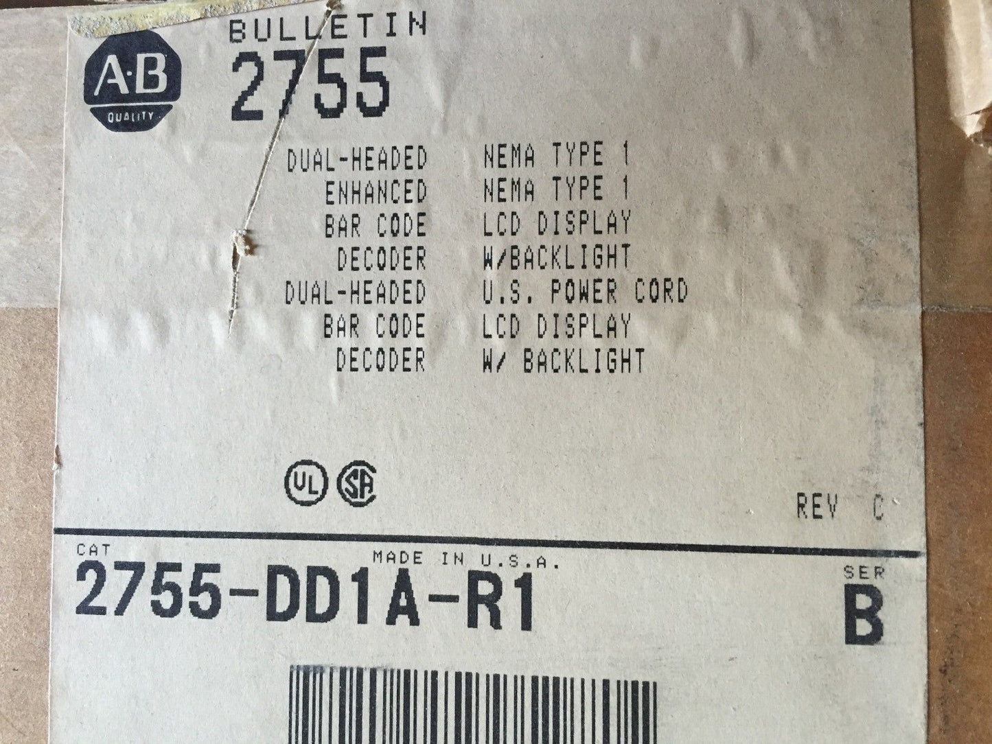 New Allen Bradley 2755-Dd1a-R1 Bar Code Decoder Dual For System,De,Fl