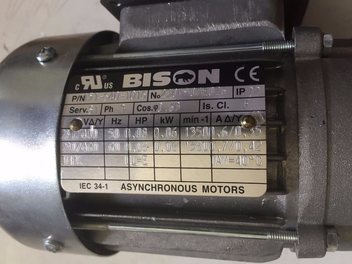 Bison 151-640-1016,017-175-0013 Ac General Purpose Motor, 460V,Cw