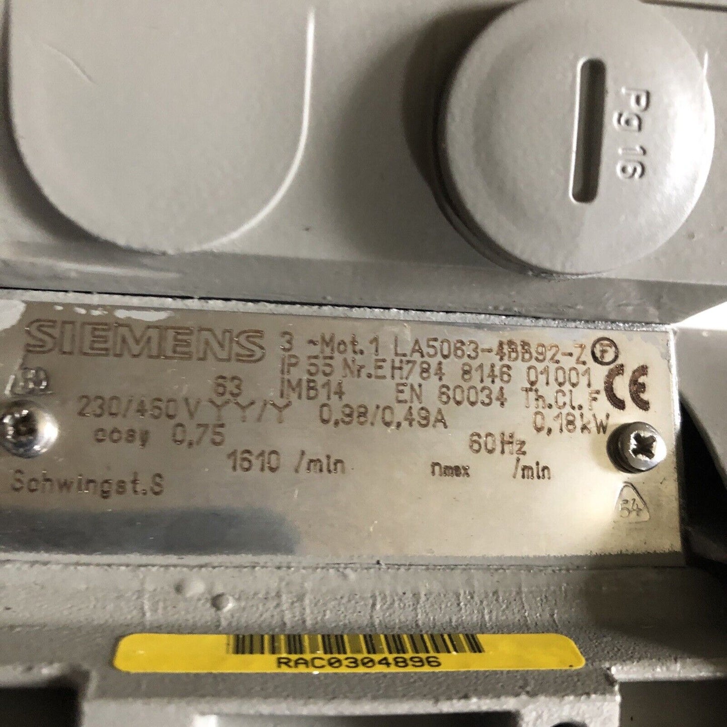 New Siemens 1La5063-4Bb92-Z Ac Gear Motor,1La5063-4Bb92-2,Ip55 Nr,Eh784,3P,Ee