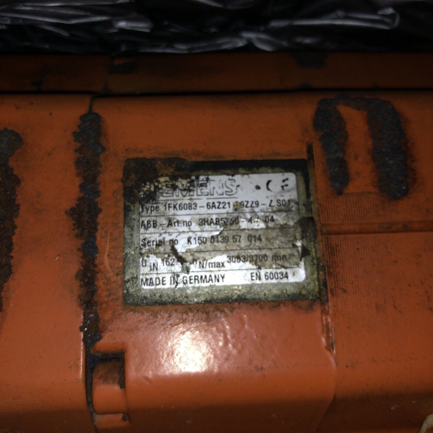 Siemens 1Fk6083-6Az21-9Zz9-Zs01 ,3Hab5760-1 / 04 Servo Motor,Ao,Bp