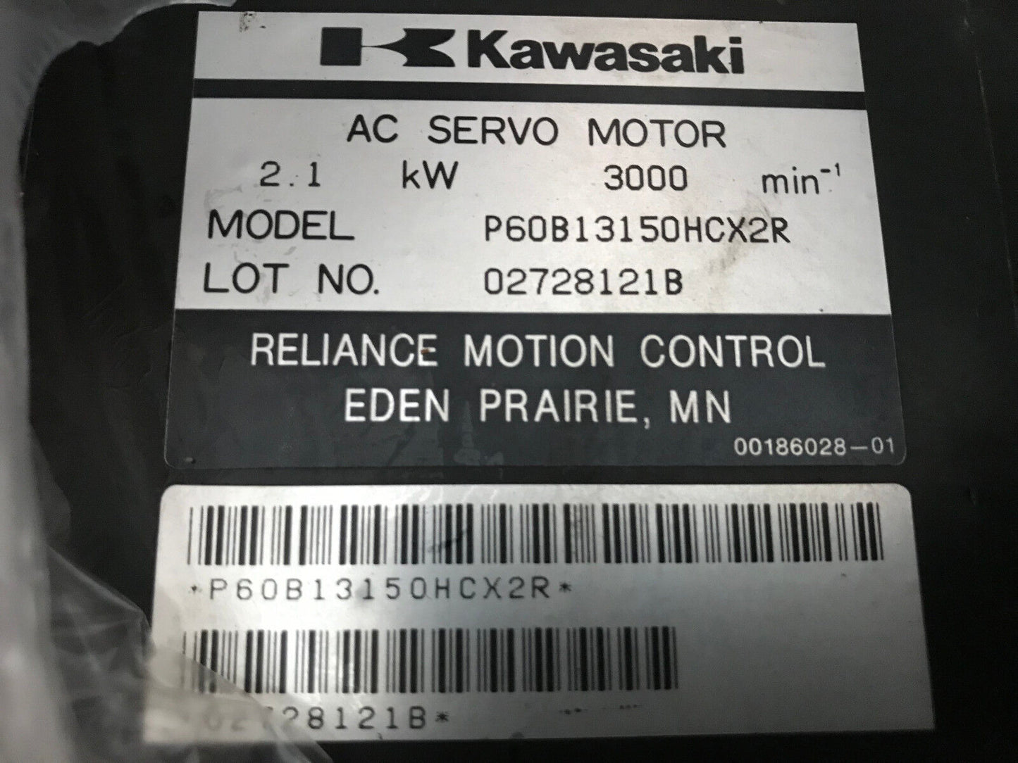 Kawasaki P60b13150hcx2r Ac Servo Motor,3000 Rpm,2.1 Kw,P6ob1315ohcx2r,Sd