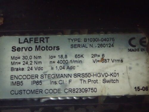 Lafert B10301-04075,Lafert B1030i-04075,Srs50-Hgv0-K01 Servo Motor,Bo