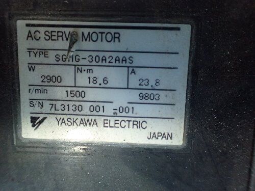 Yaskawa Sgmg-30A2aas, Servo Motor, 2900W, 1500Rpm,Ti