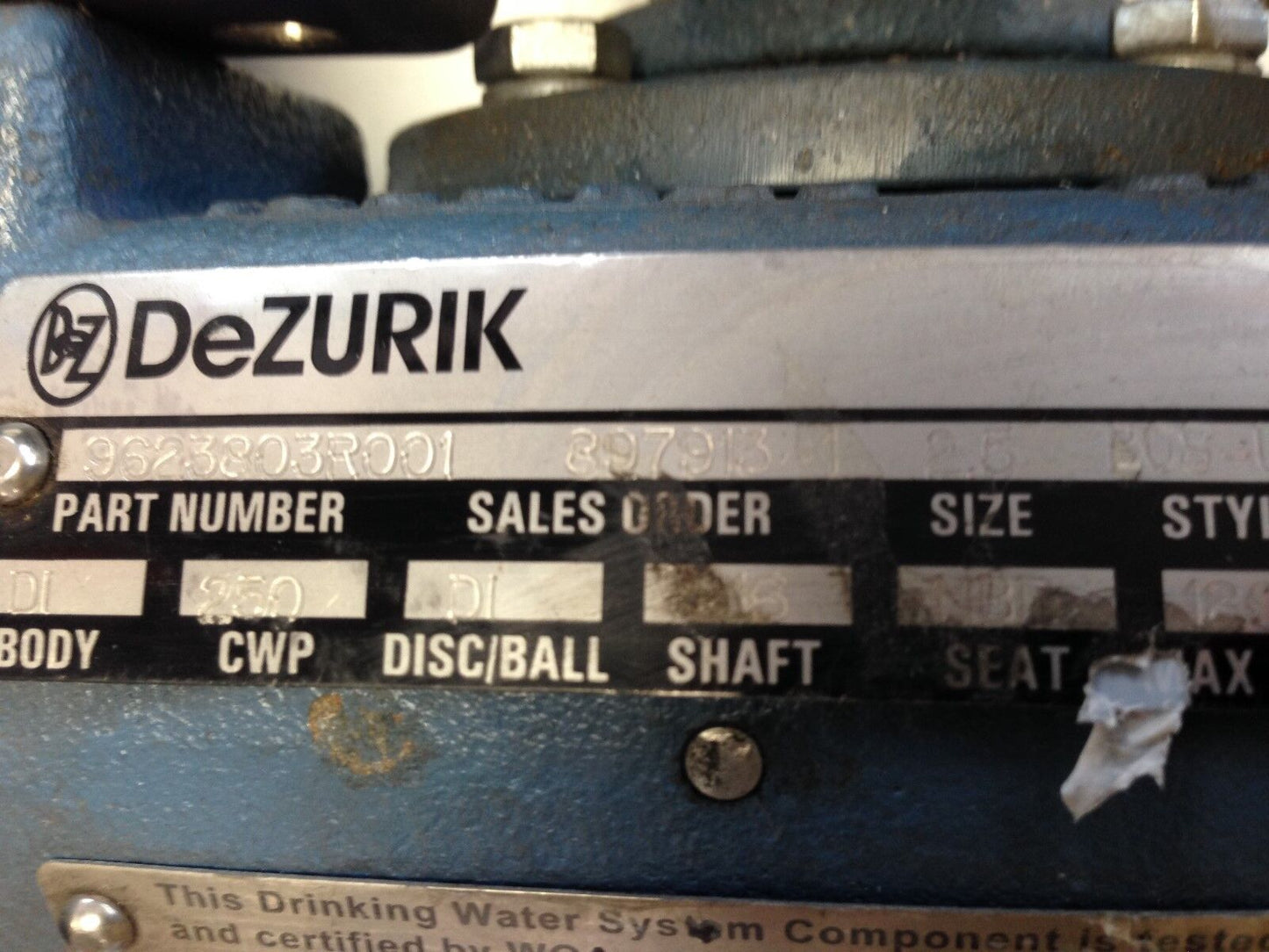 New Dezurik 9623803R001, 4001001 Valve, 2-1/2" Quartz Qx2vb02sda-Dwc01,Fj