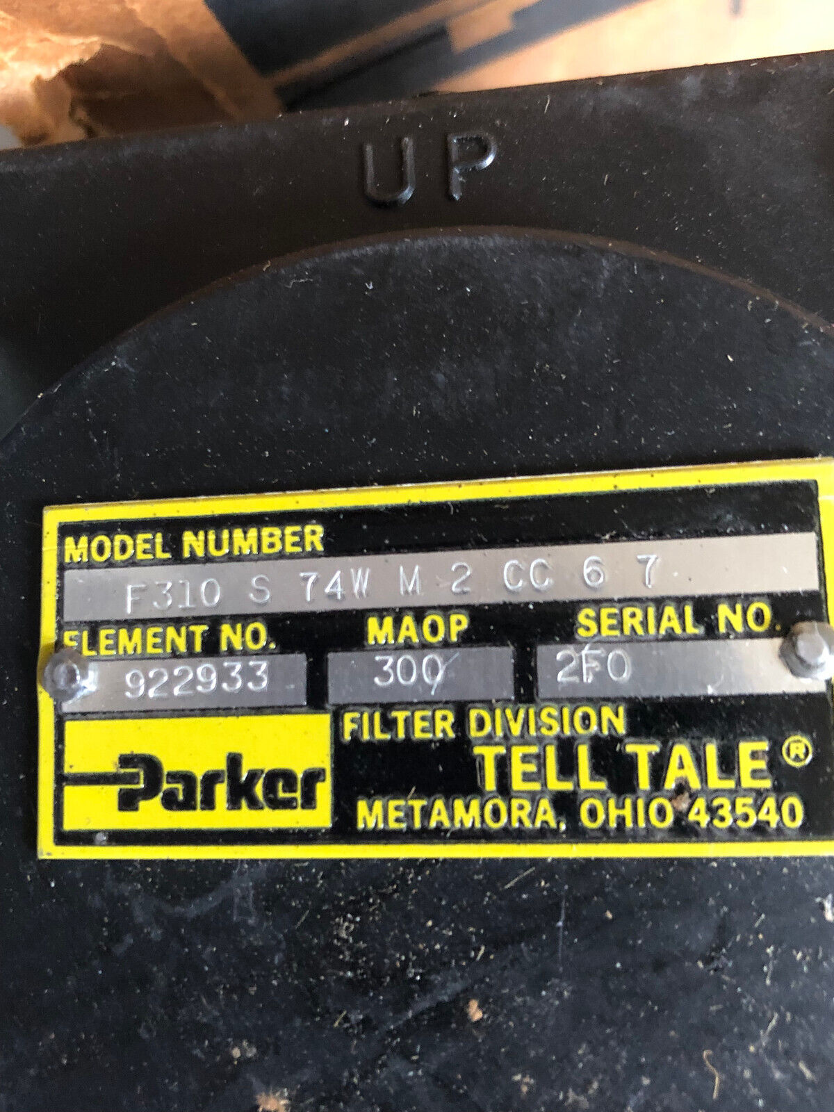 Parker Hannifin F310 S 74W M 2 Cc 6 7 Hydraulic Filter,922933,300,F310s74w M2,Bs
