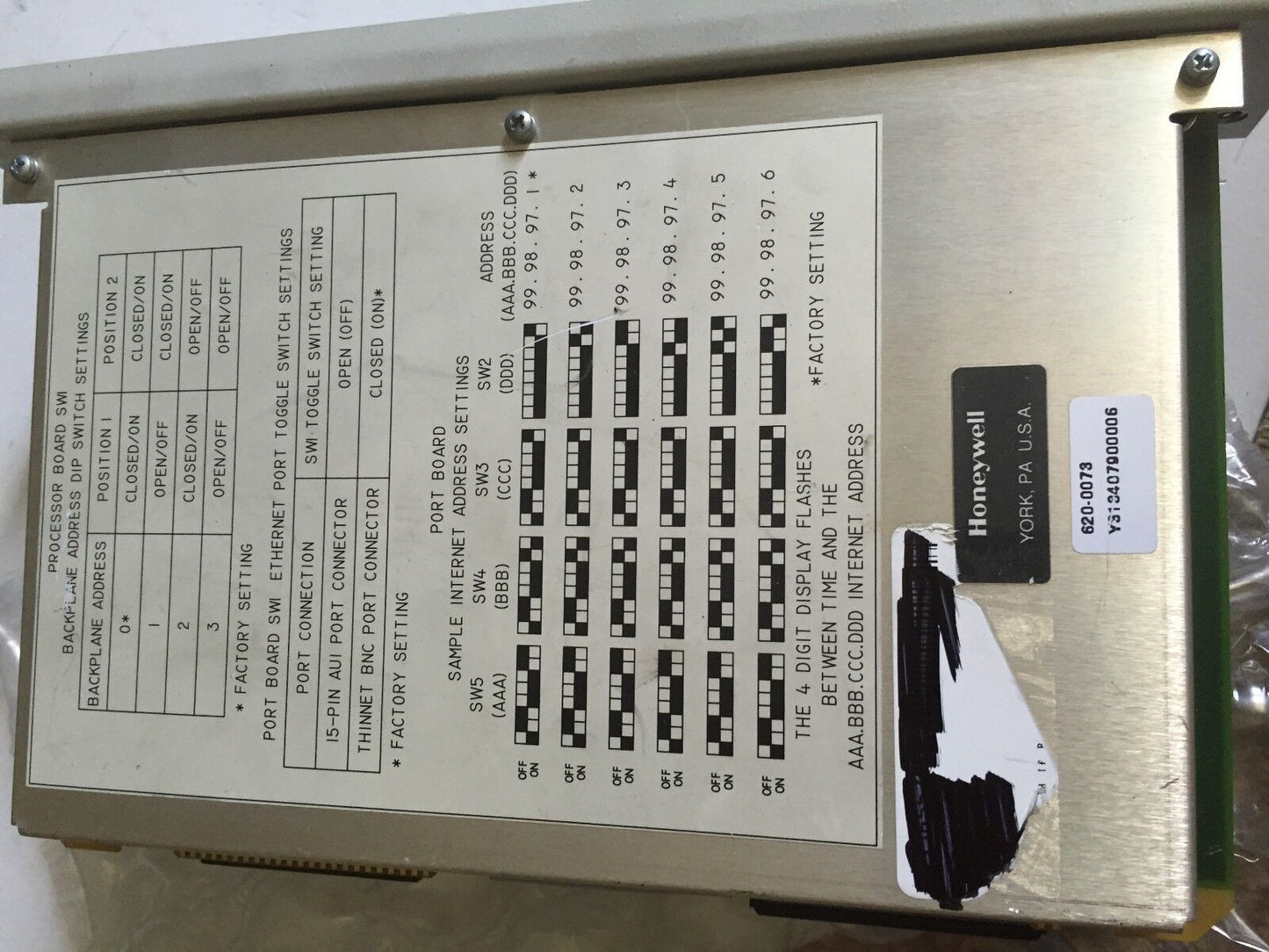 Honeywell 620-0073,Elpm 620-0073 Processor Module,Iid22836a,D031009076a,Ec